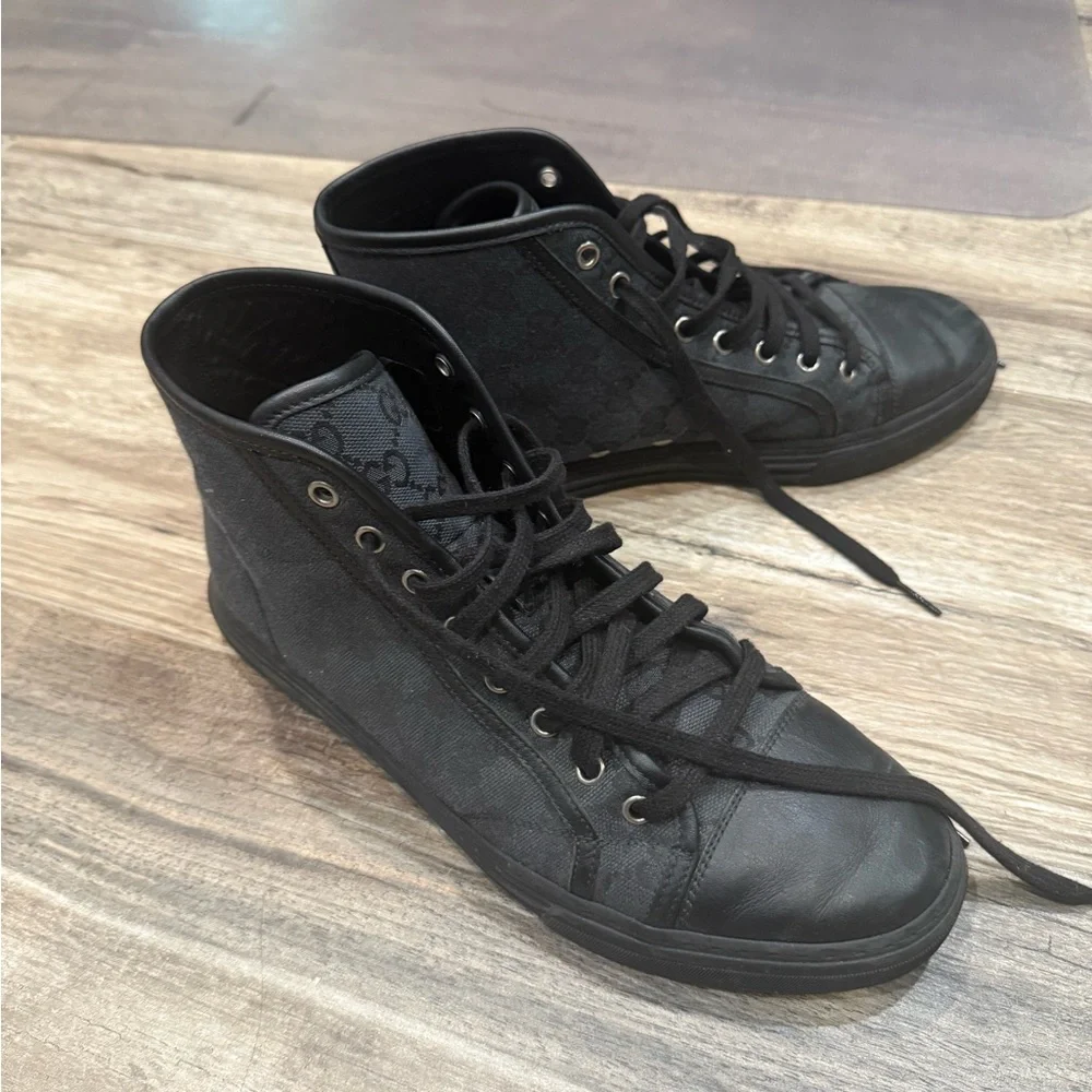 Gucci Black High-Top Sneakers with GG Monogram - Picture 4 of 8